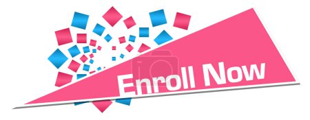 Photo for Enroll now text written over pink blue background. - Royalty Free Image