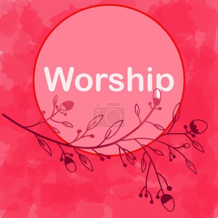 Photo for Worship text written over pink floral background. - Royalty Free Image