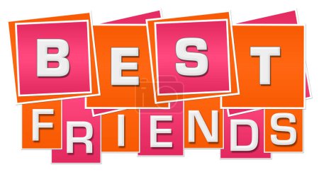 Photo for Best friends text written over pink orange background. - Royalty Free Image