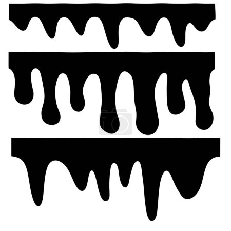 Photo for Isolated set of dripping paint in black color. - Royalty Free Image
