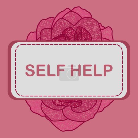 Téléchargez les photos : Self Help texte écrit sur fond de fleur rose. - en image libre de droit