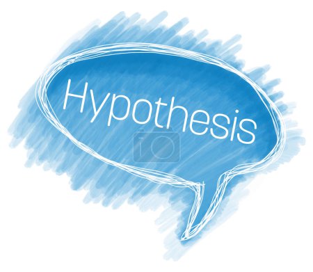 Hypothesentext auf blauem Hintergrund mit Kommentarsymbol geschrieben.