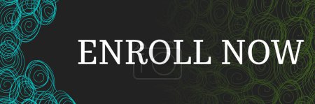 Photo for Enroll Now text written over dark turquoise green background. - Royalty Free Image