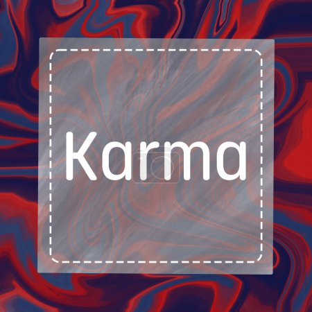Téléchargez les photos : Karma texte écrit sur fond bleu rouge. - en image libre de droit