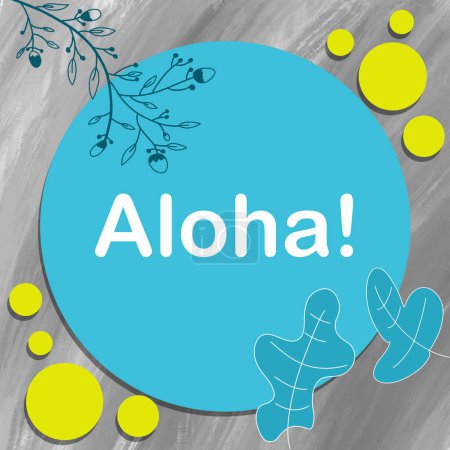 Téléchargez les photos : Aloha texte écrit sur fond vert sarcelle gris. - en image libre de droit