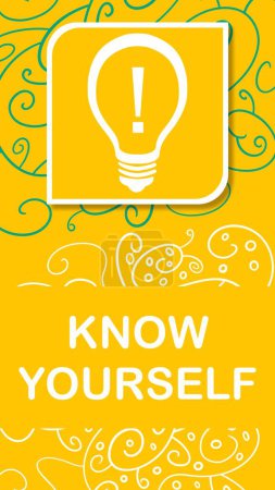 Know Yourself Konzeptbild mit Text und Glühbirnensymbol.