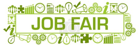 Job Fair concept image with text and business symbols.