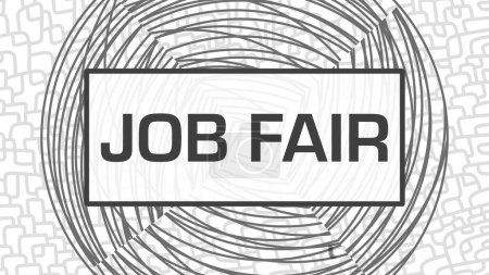 Job Fair text written over black and white background with texture and circle.
