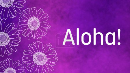 Téléchargez les photos : Aloha texte écrit sur fond floral violet. - en image libre de droit