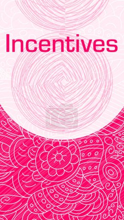 Foto de Incentivos texto escrito sobre fondo rosa con doodle elemento fondo. - Imagen libre de derechos
