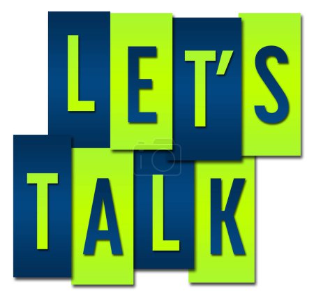 Lets Talk text written over blue green background.