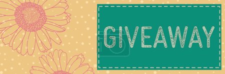 Giveaway text written over turquoise floral background.