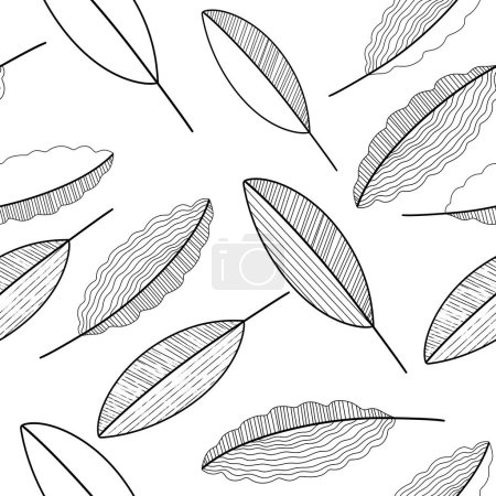 Nahtlose Hintergrundtextur mit Blättern Skizzenelementen.
