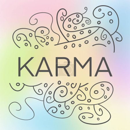 Karma text written over colorful background.
