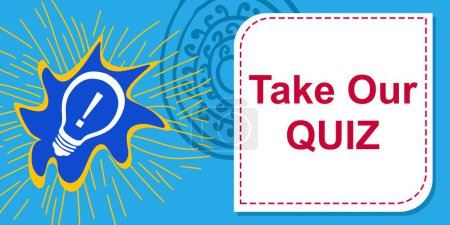 Photo for Take Our Quiz concept image with text and bulb symbol. - Royalty Free Image