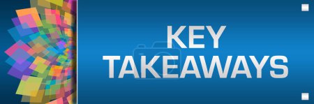 Key Takeaways Text auf blauem Hintergrund geschrieben.