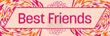 Photo for Best Friends text written over pink orange background. - Royalty Free Image
