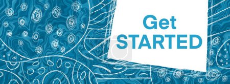 Get Started text written over blue background.