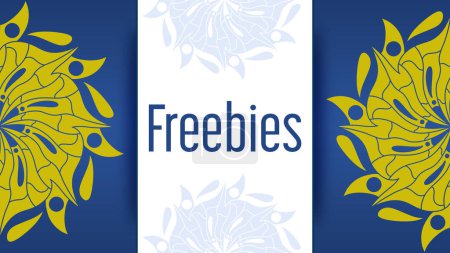 Téléchargez les photos : Texte Freebies écrit sur fond bleu blanc avec élément mandala. - en image libre de droit