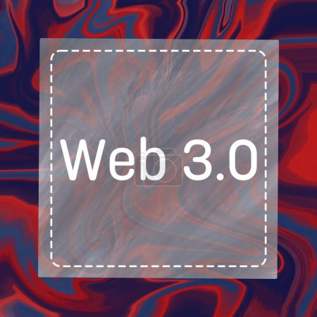 Web Three Point Zero text written over red blue background.