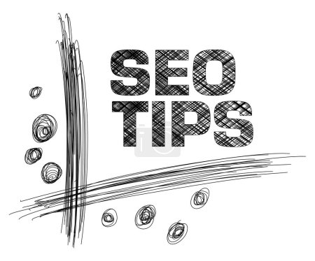 SEO Tips text written over white background with pencil texture.