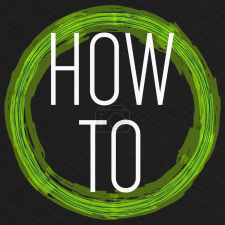 How To text written over dark background with green circular element.