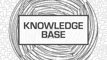 Knowledge Base Text auf schwarzem und weißem Hintergrund.