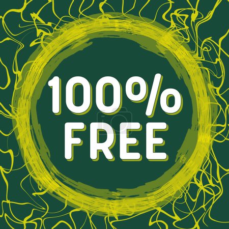 Free Hundred Percent text written over green yellow background.