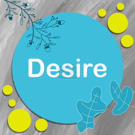 Photo for Desire text written over grey teal background. - Royalty Free Image