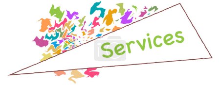 Services text written over colorful background.