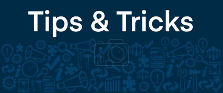 Tipps und Tricks Konzeptbild mit Text und Businesssymbolen.