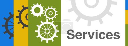 Services concept image with text and gears symbols.