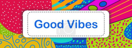 Good Vibes Text auf blauem Hintergrund geschrieben.