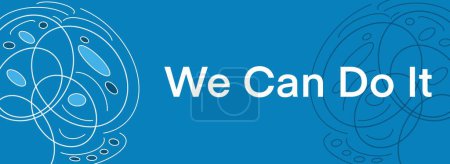 We Can Do It text written over blue background. magic mug #712849016