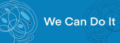We Can Do It text written over blue background. Stickers #712849016