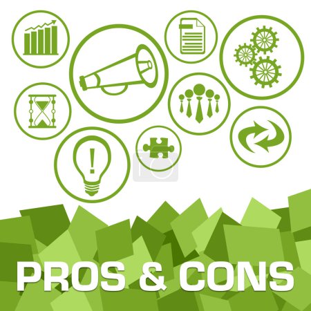 Pros And Cons concept image with text and business symbols.