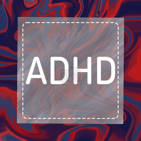 Téléchargez les photos : TDAH - Trouble du déficit de l'attention Hyperactivité texte écrit sur fond bleu rouge. - en image libre de droit