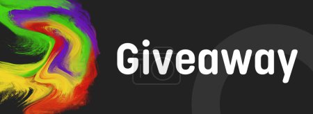 Giveaway text written over dark colorful background.
