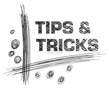 Tipps und Tricks Text auf weißem Hintergrund mit Bleistiftzeichnung Textur geschrieben.