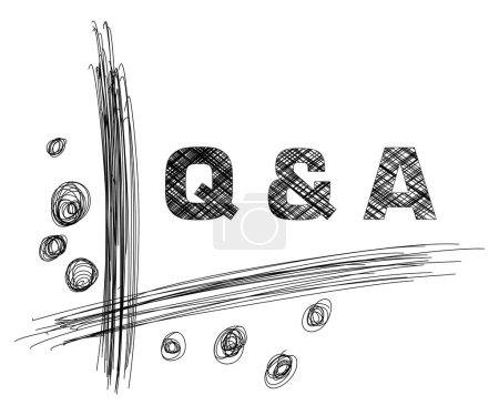 Téléchargez les photos : Q et A - Questions et réponses texte écrit sur fond blanc avec une texture de croquis au crayon. - en image libre de droit