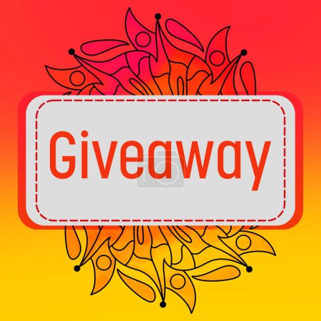 Photo for Giveaway text written over red orange yellow background with mandala element. - Royalty Free Image