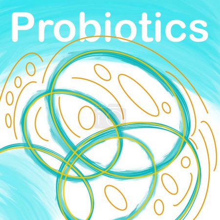Téléchargez les photos : Probiotiques texte écrit sur fond turquoise. - en image libre de droit