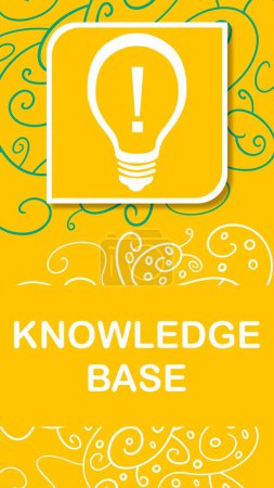 Knowledge Base Konzeptbild mit Text und Glühbirnensymbol.