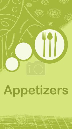 Appetizers concept image with text and spoon fork knife symbols.