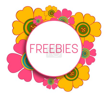 Freebies text written over floral background.