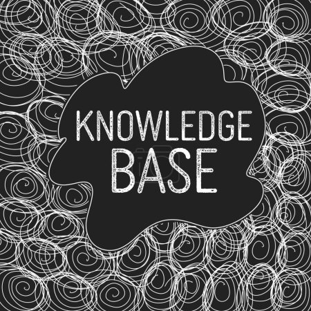 Knowledge Base Text auf dunklem Hintergrund mit weißer Kritzeltextur.