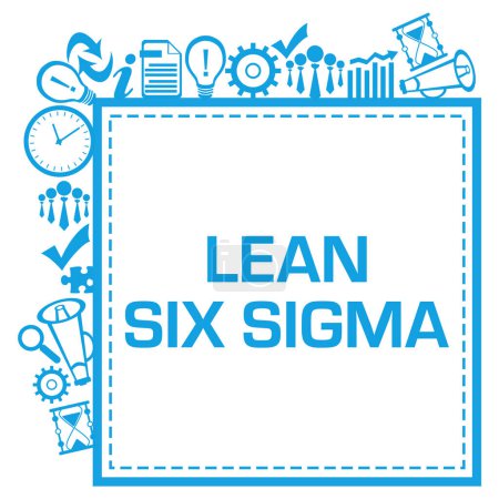 Lean Six Sigma concept image with text and business symbols.