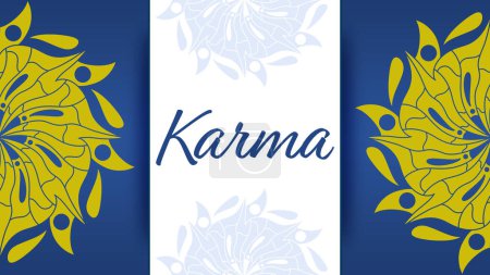 Karma text written over background with mandala design element.