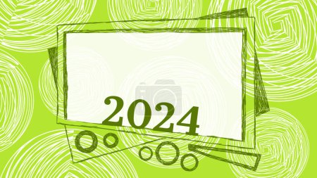Año Nuevo 2024 texto escrito sobre fondo verde.