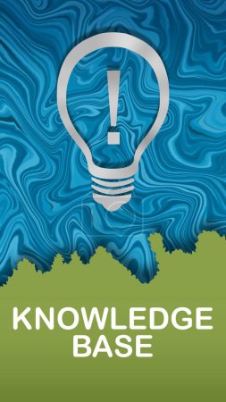 Knowledge Base Konzeptbild mit Text und Glühbirnensymbol.